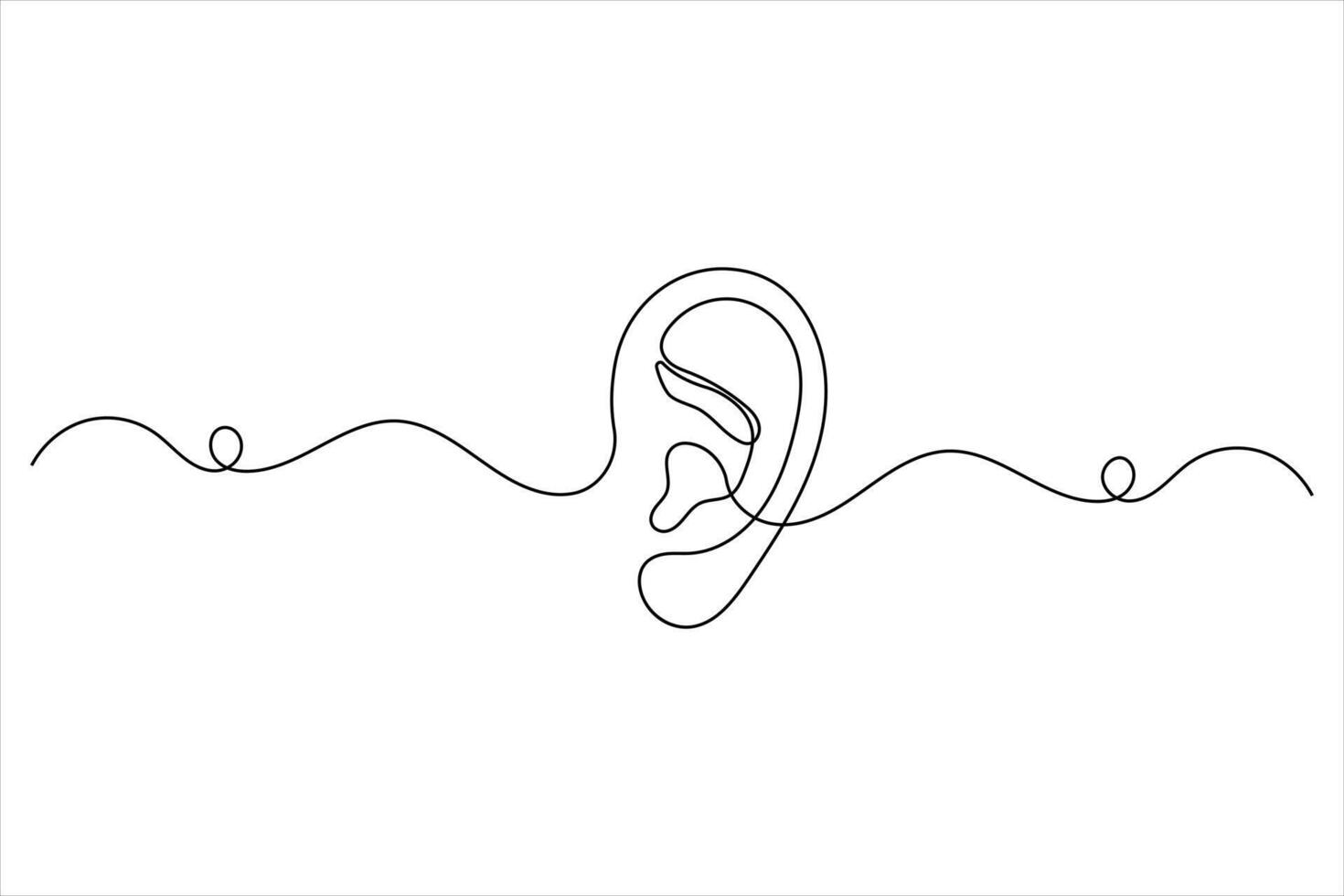 Ear one line drawing outline vector