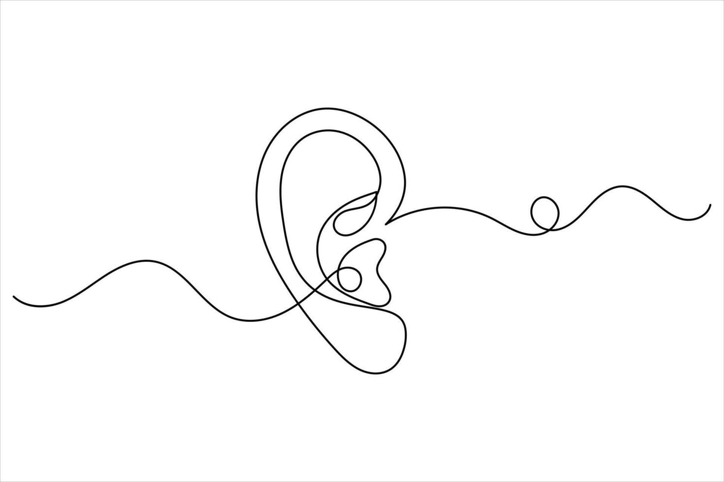 Ear one line drawing and isolated continuous outline illustration icon 19 vector