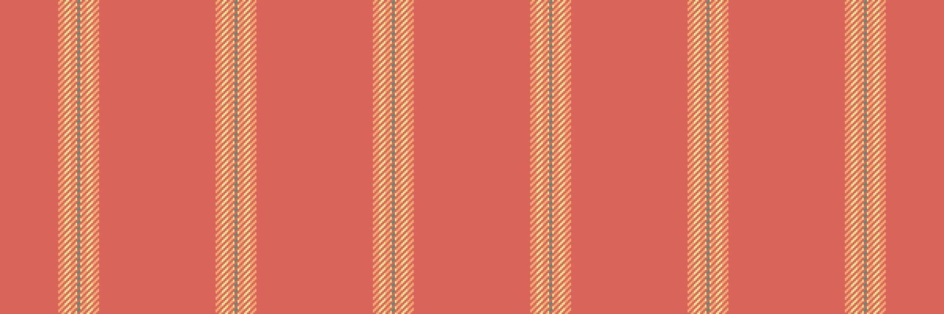 Surface fabric background pattern, mixed texture seamless textile. Multicoloured lines stripe vertical in red and orange colors. vector