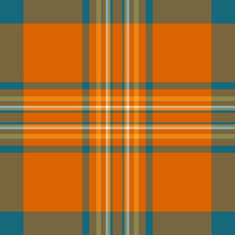 Cosy pattern tartan seamless, scrapbook background texture textile. Trim plaid fabric check in orange and amber colors. vector