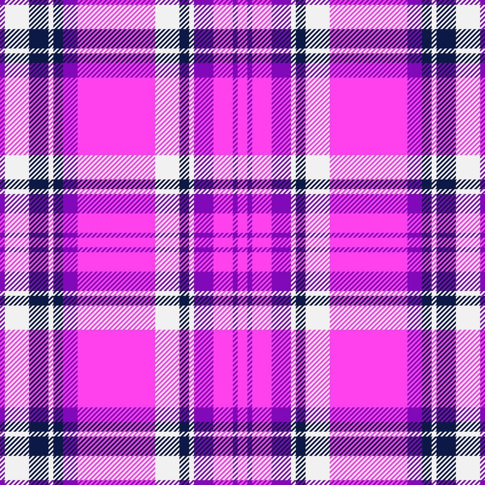 Fade check seamless plaid, size texture fabric background. Surface textile tartan pattern in magenta and white colors. vector