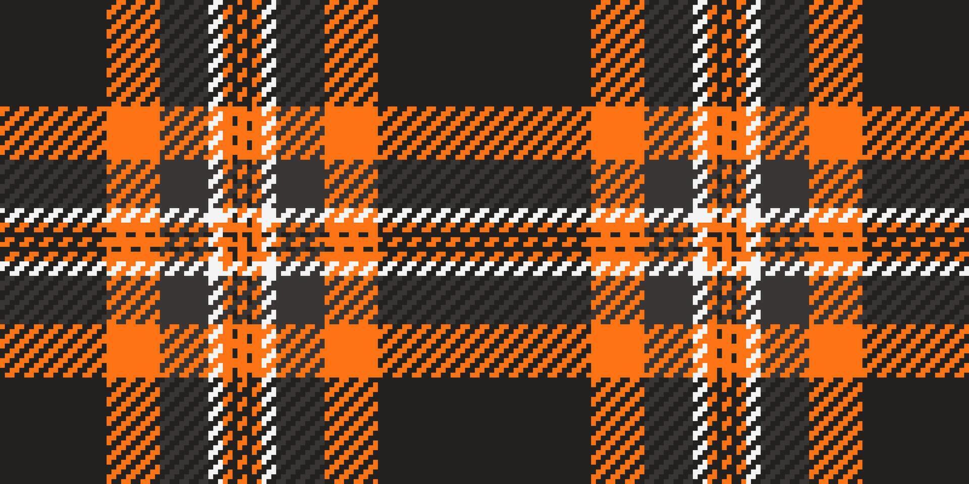 Thin seamless textile, valentines day plaid fabric check. Shabby background texture pattern tartan in black and pumpkin colors. vector