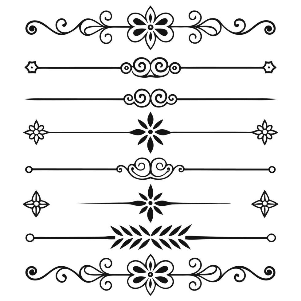 Flourish Line Borders and Decorative Frame Elements vector