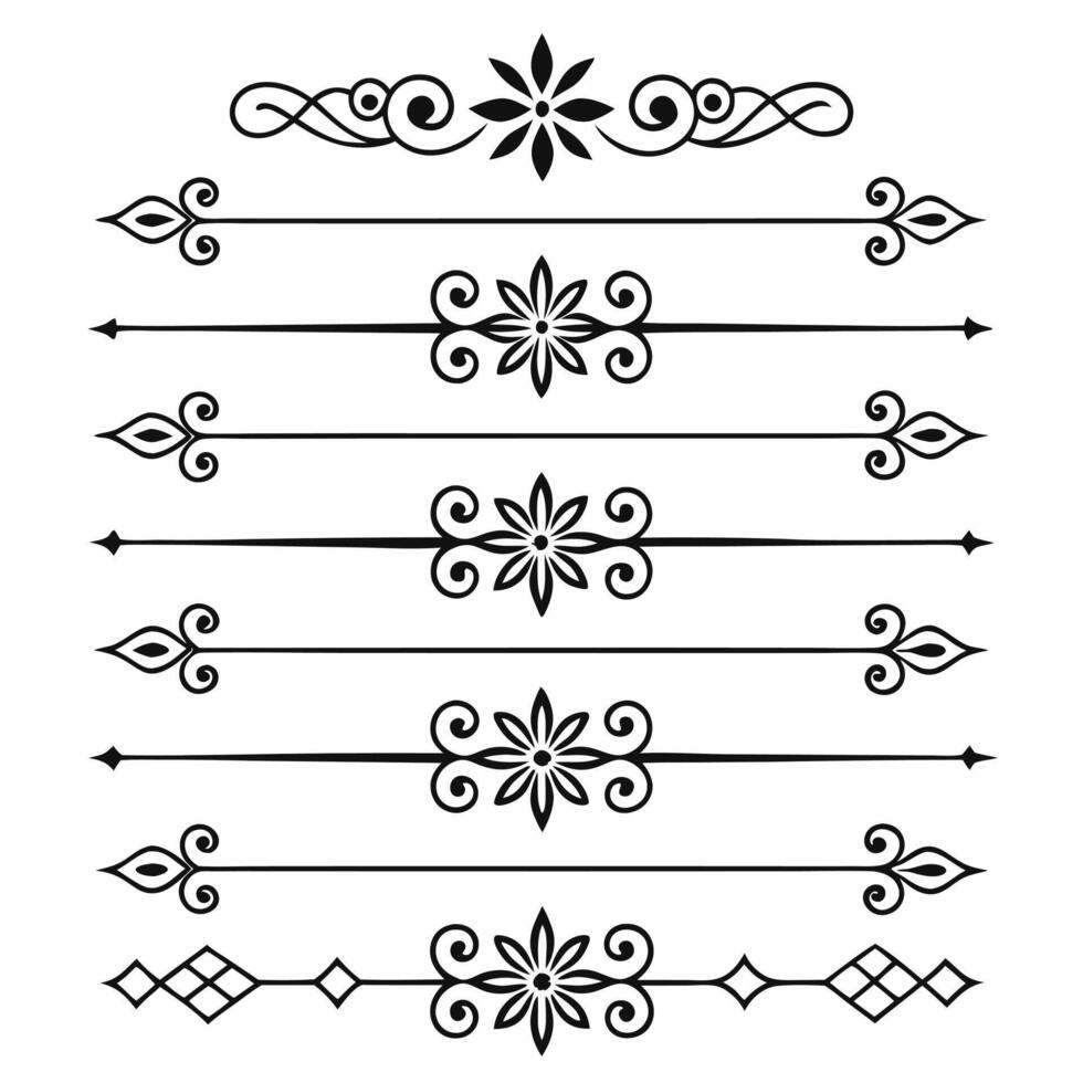 Baroque and Rococo Style Line Dividers Set vector