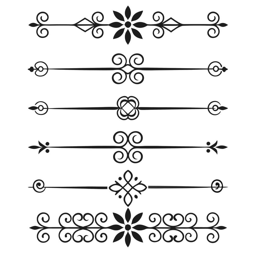 Hand-Drawn Line Borders and Decorative Divider Set vector