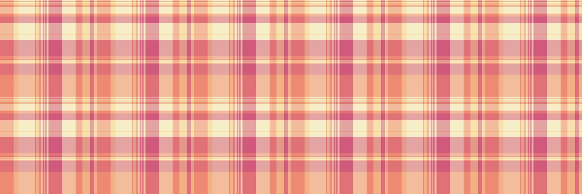 Faded check plaid pattern, 30s seamless textile texture. Template fabric tartan background in red and orange colors. vector