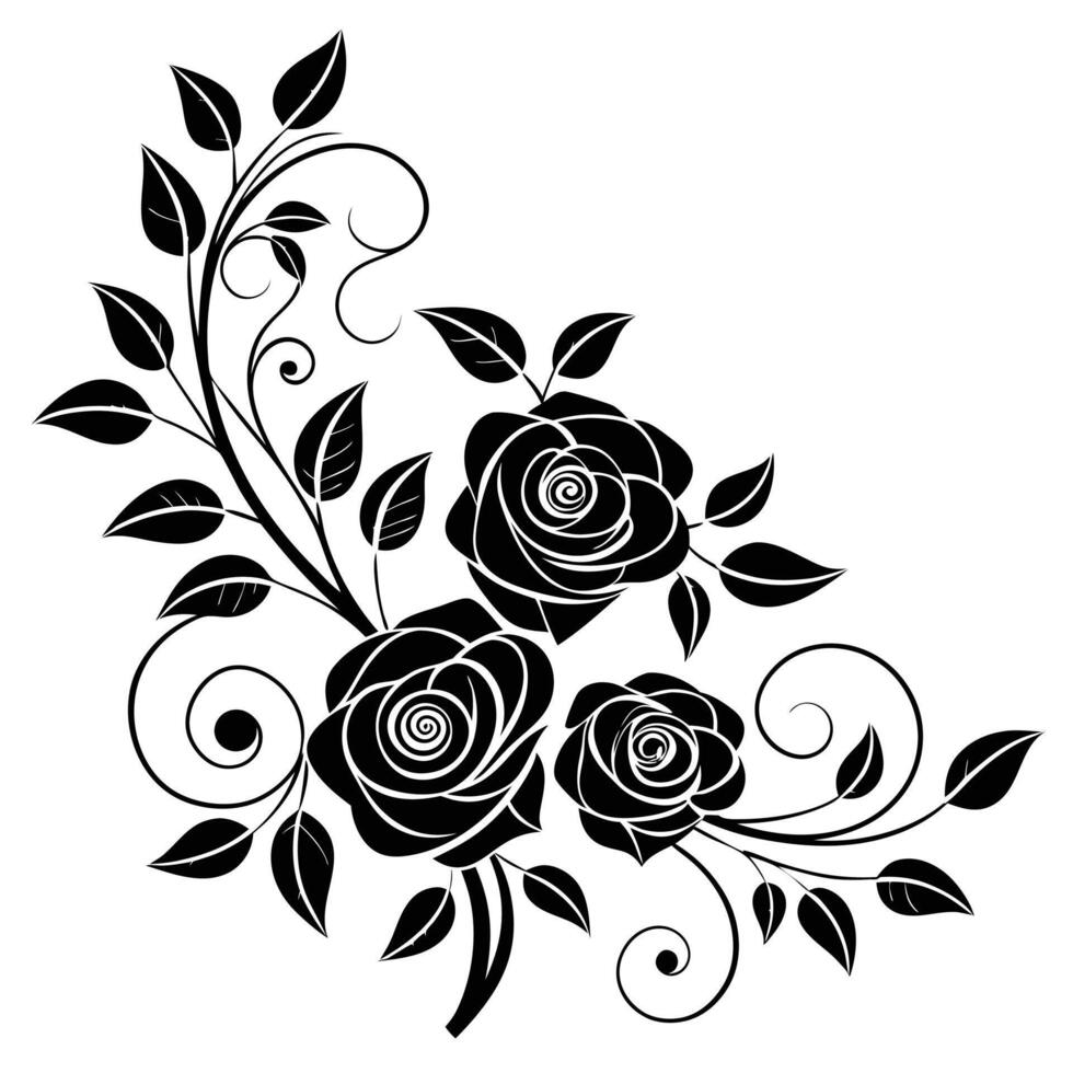 Gothic Black Rose Intricate and Elegant Floral Design vector