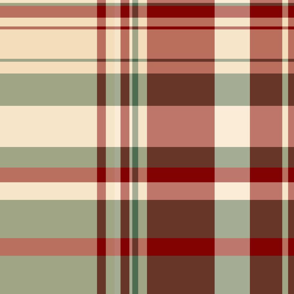 Elegant plaid pattern in muted reds, creams, and greens. Perfect for textile design, website backgrounds, or crafting projects. vector