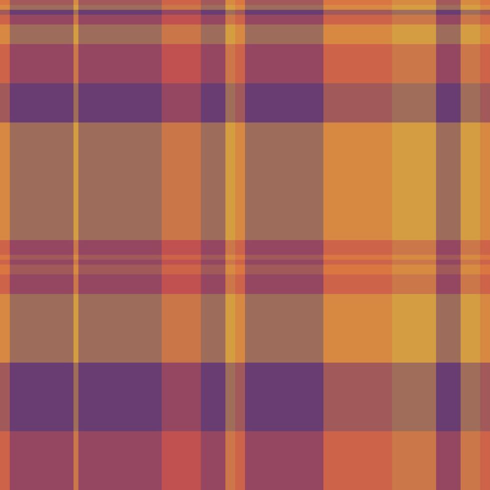 Warm autumnal plaid pattern. Vibrant orange, purple, and brown hues create a cozy, textured design perfect for fallthemed projects, website backgrounds, or textile prints. vector