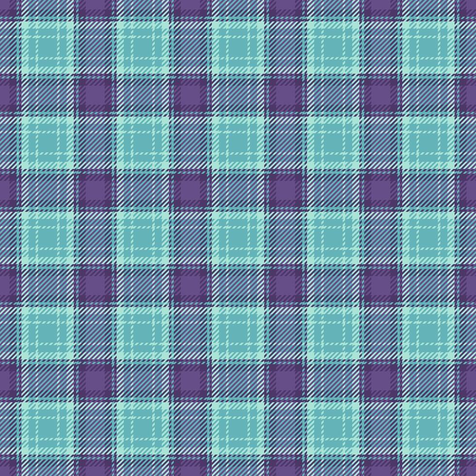 Tiny tartan pattern, group background seamless textile. Golf texture plaid check fabric in violet and pastel teal colors. vector