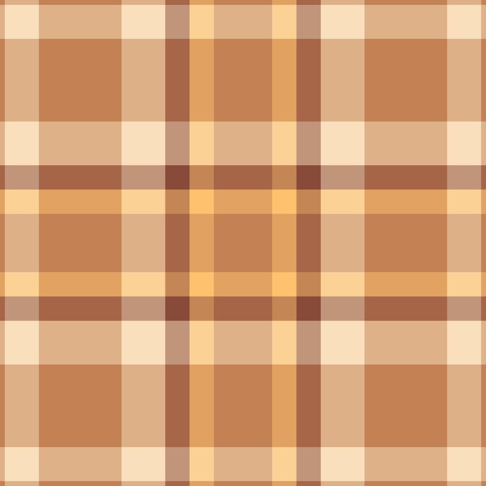 Kid texture background, curved fabric tartan check. Overlay textile pattern plaid seamless in orange and light colors. vector