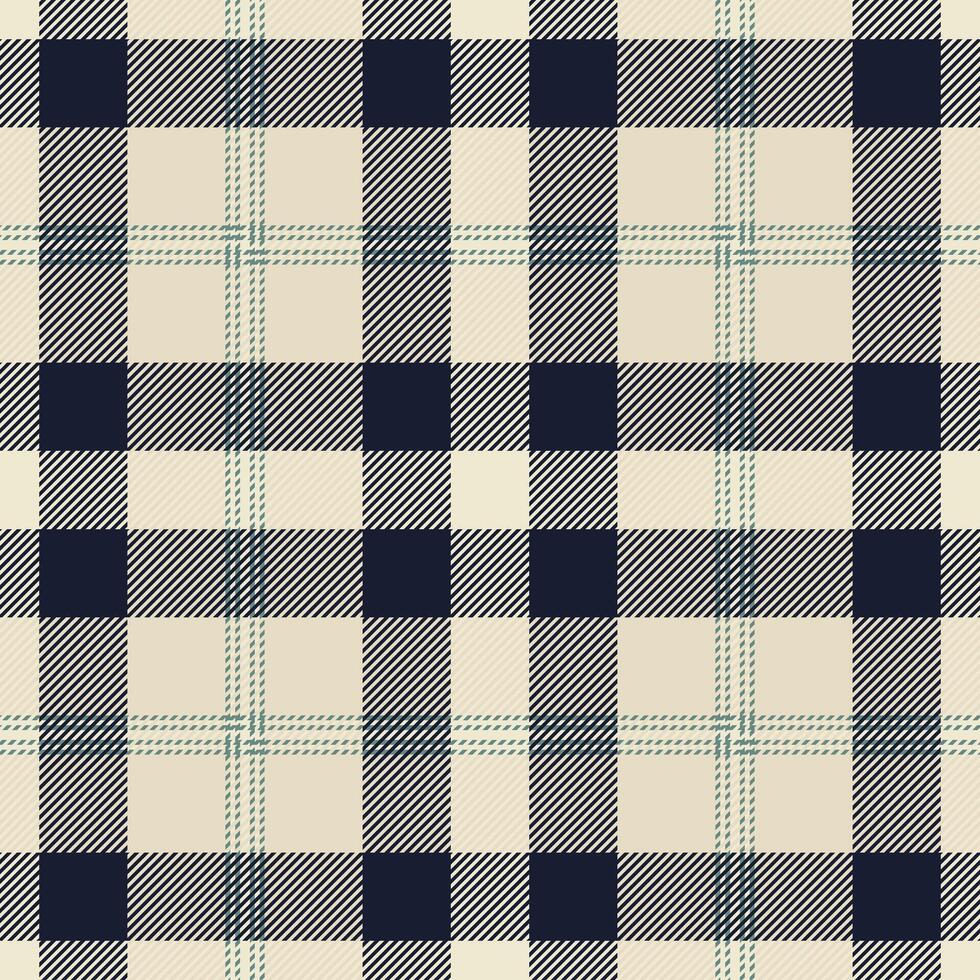 Elegant cream and navy plaid pattern. Perfect for textile design, apparel, or website backgrounds. This classic check evokes feelings of warmth and tradition, ideal for autumnal or rustic themes. vector