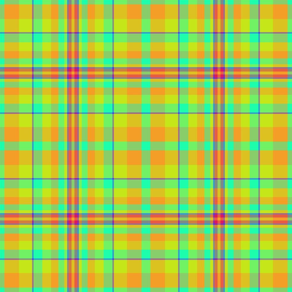 Vibrant neon plaid pattern. Perfect for textile design, website backgrounds, or any project needing a bold, energetic feel. This bright, cheerful graphic represents summer, fun, and optimism. vector