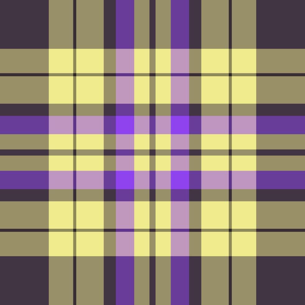 Elegant pastel plaid pattern in yellow, purple, and taupe. Perfect for textile design, fashion, or website backgrounds. vector