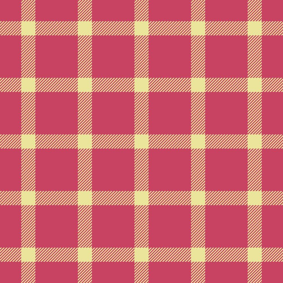 Domestic plaid textile texture, geometric background check tartan. Intricate pattern fabric seamless in red and yellow colors. vector