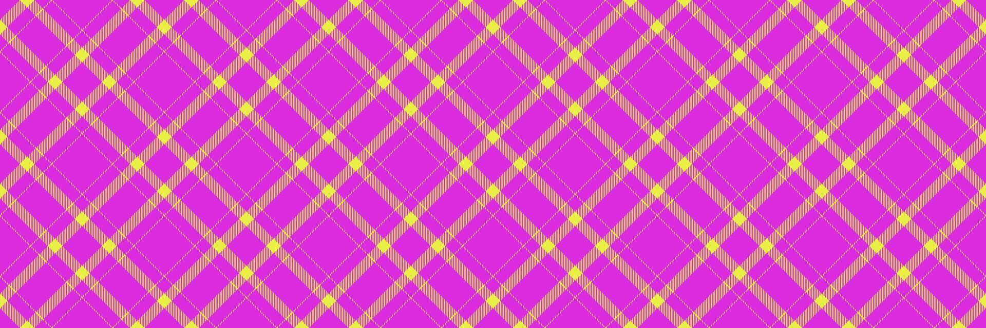 Store check textile plaid, masculine texture pattern . Picnic blanket seamless background tartan fabric in purple and lime colors. vector