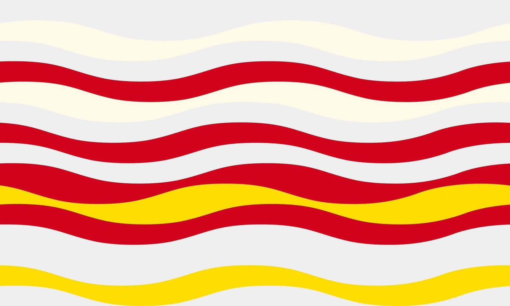 Abstract wavy stripes in red, yellow, and offwhite create a dynamic, vibrant pattern. Perfect for backgrounds, website design, or textile prints, this image evokes energy and fluidity. vector