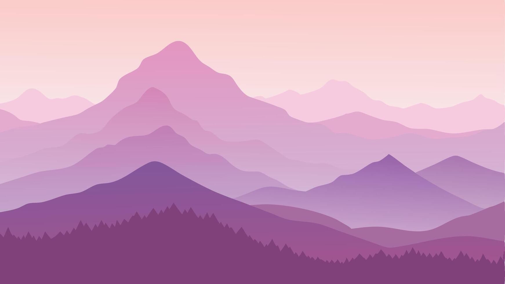 Soft Foggy Mountains Gentle Landscape Background Scenic View vector