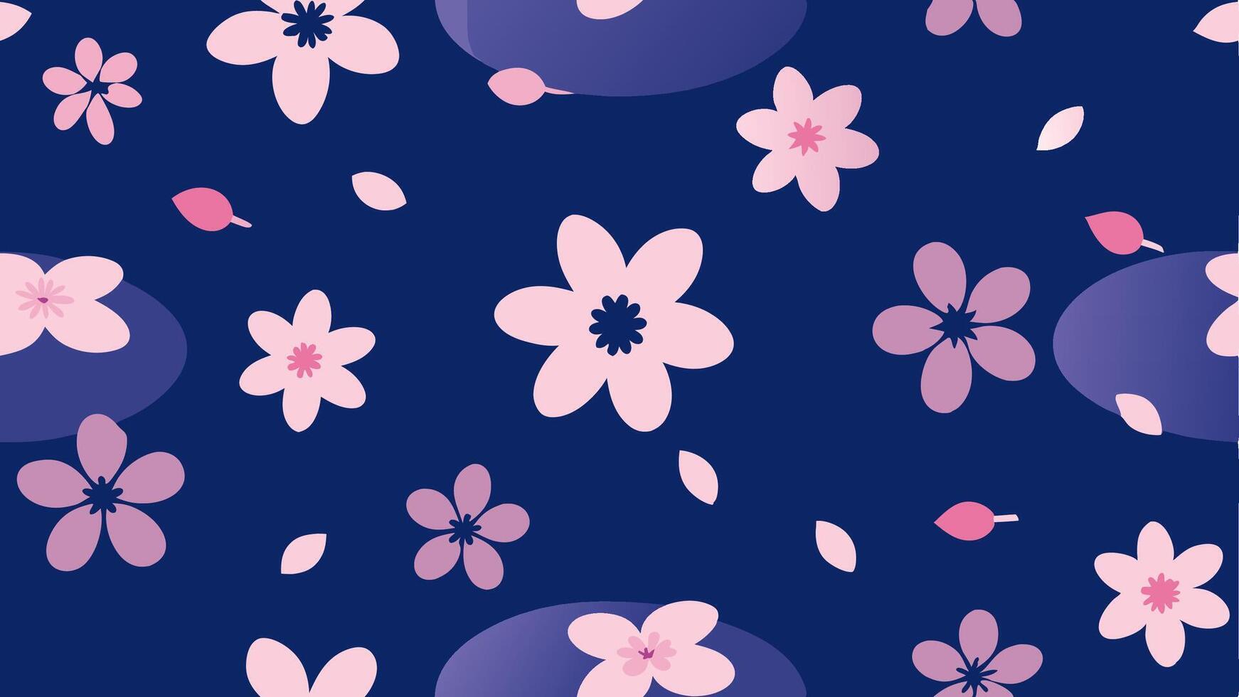 Japanese Cherry Blossom Pattern with Pink Flowers and Spring Design vector
