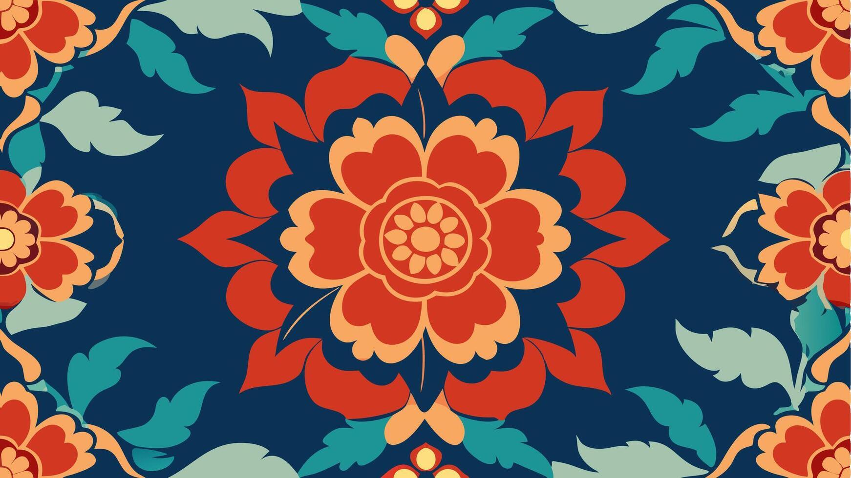 Dense Floral Pattern Inspired by Traditional Design with Elegant Shapes and Colors vector