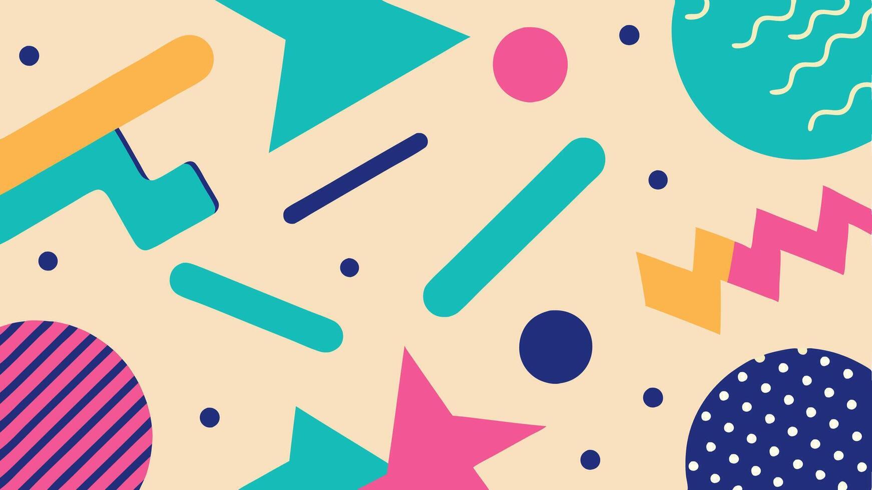 Modern Memphis Style Background with Playful Elements vector
