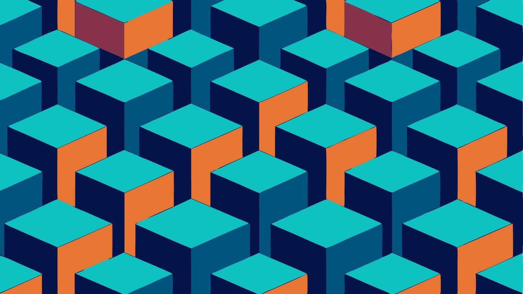 Isometric Cubes Seamless Pattern with a Modern Geometric Design vector