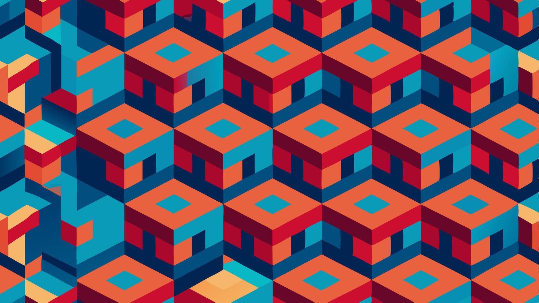 Isometric Cubes Seamless Pattern with a Geometric Design vector