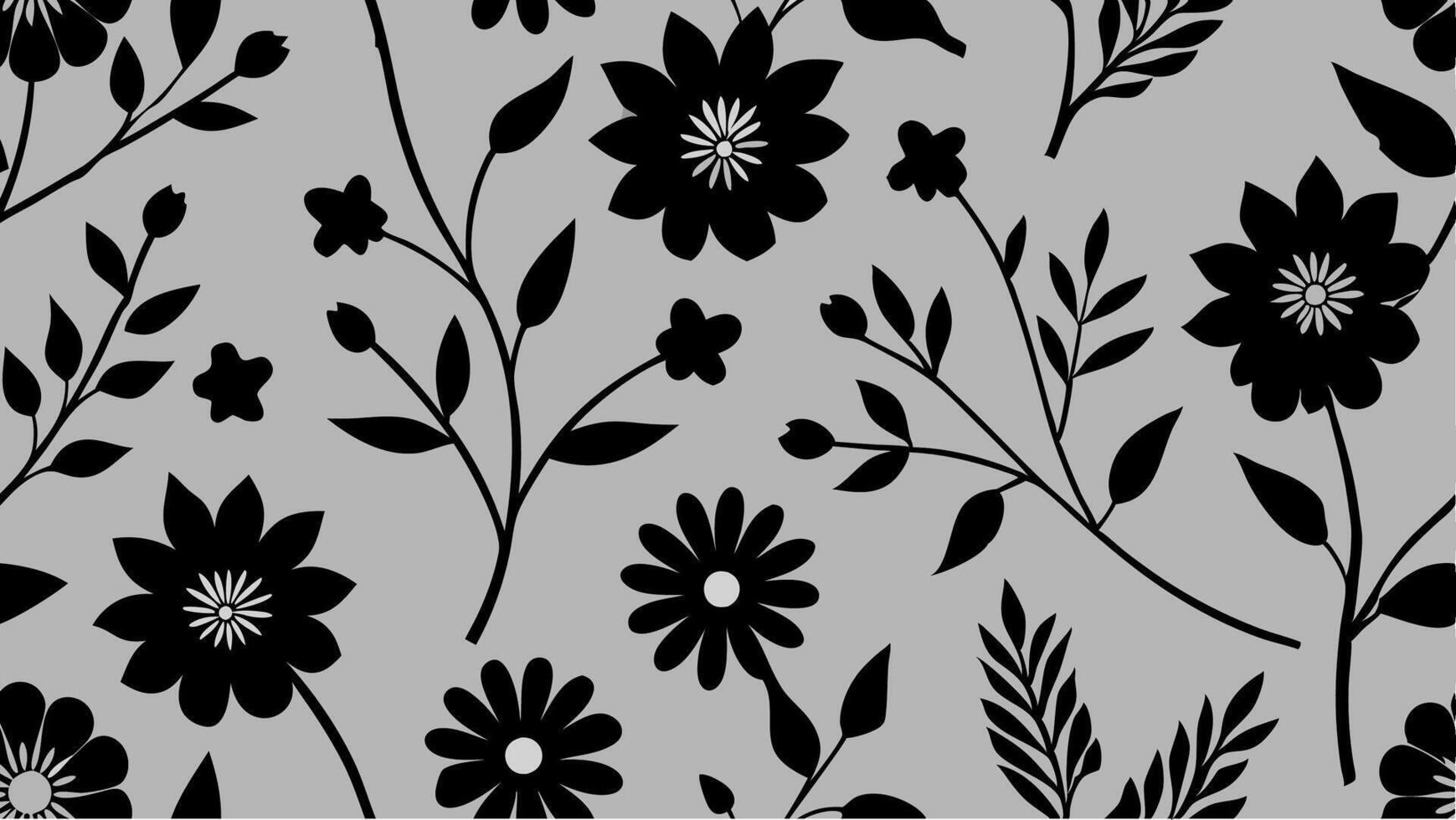 Monochrome Floral Pattern with Wildly Flowers in a Seamless Design vector