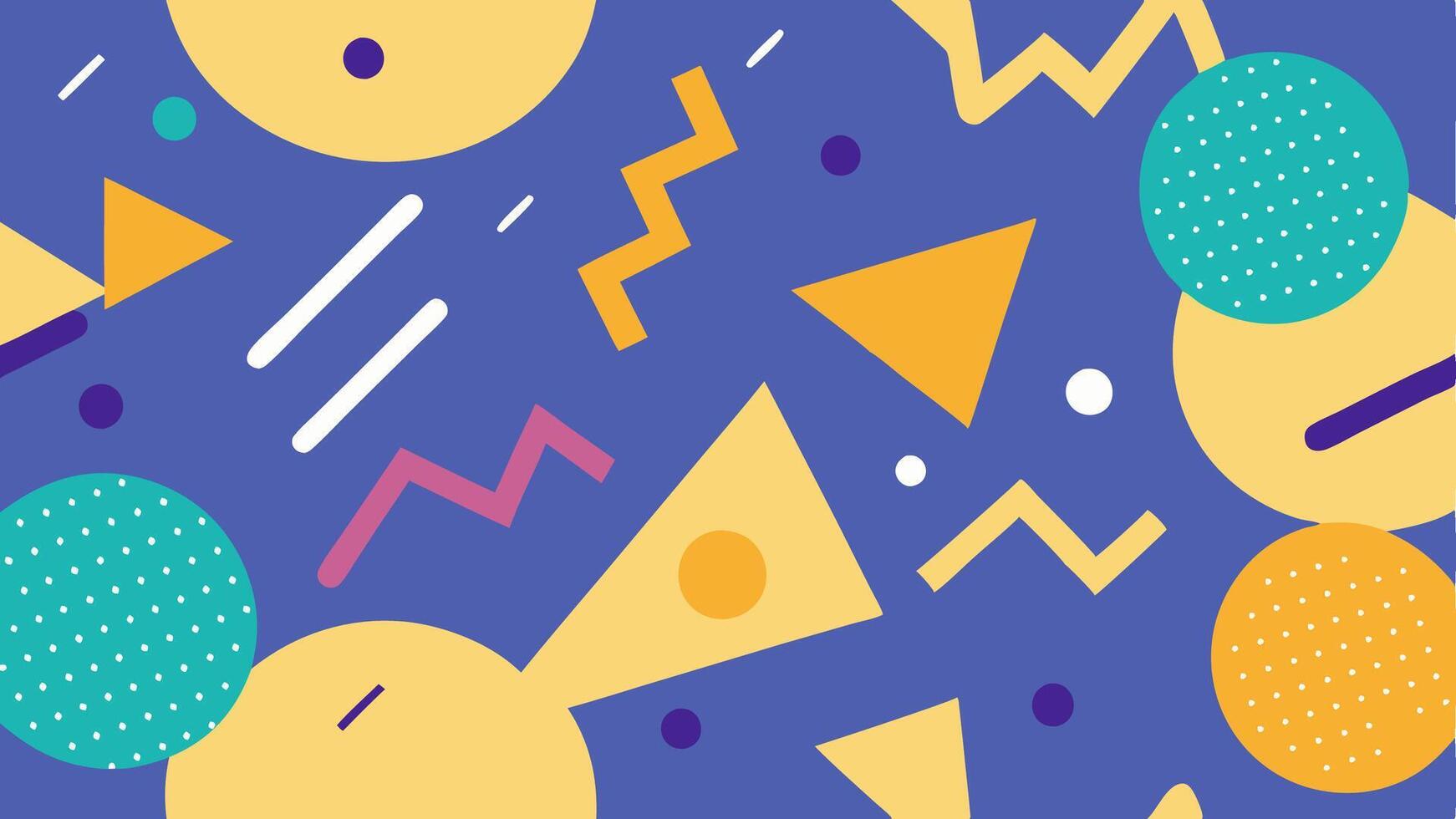 Abstract Memphis Style Pattern with Irregular Shapes and Bold Color vector