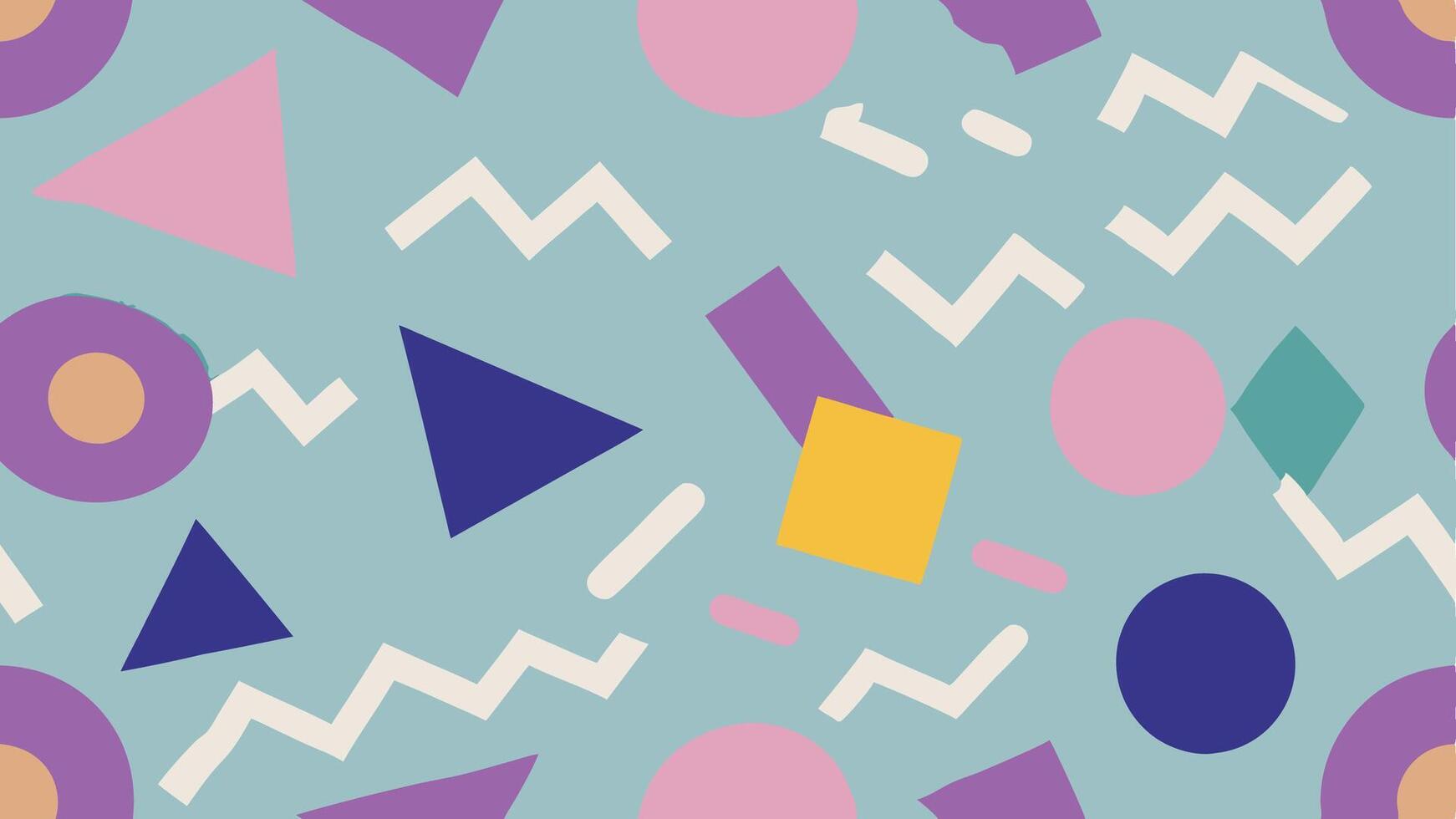 Abstract Memphis Style Pattern with Irregular Shapes and Bold Colors vector