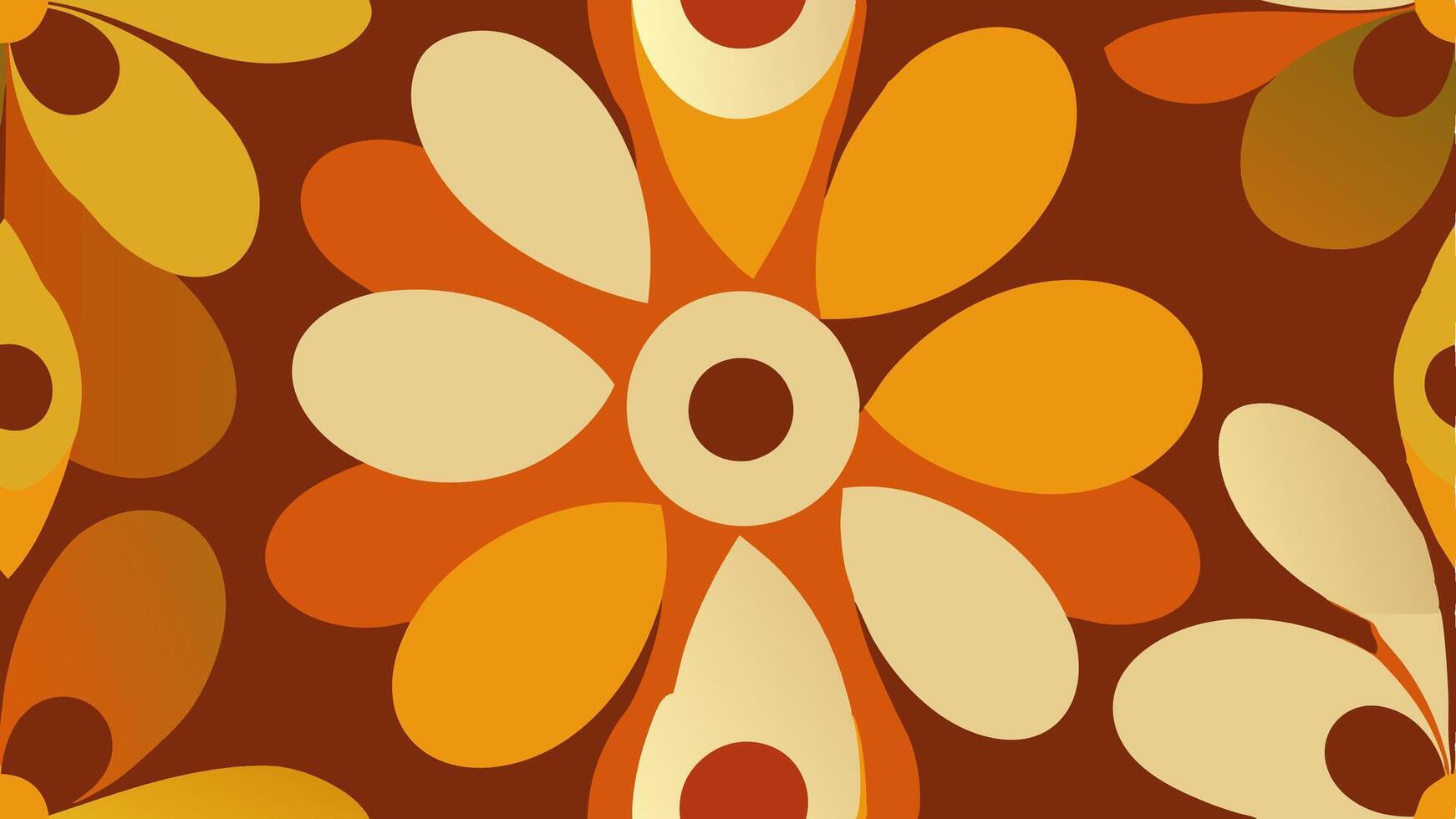 Retro 70s Floral Pattern with Bold Daisy for Fabric Wallpaper vector