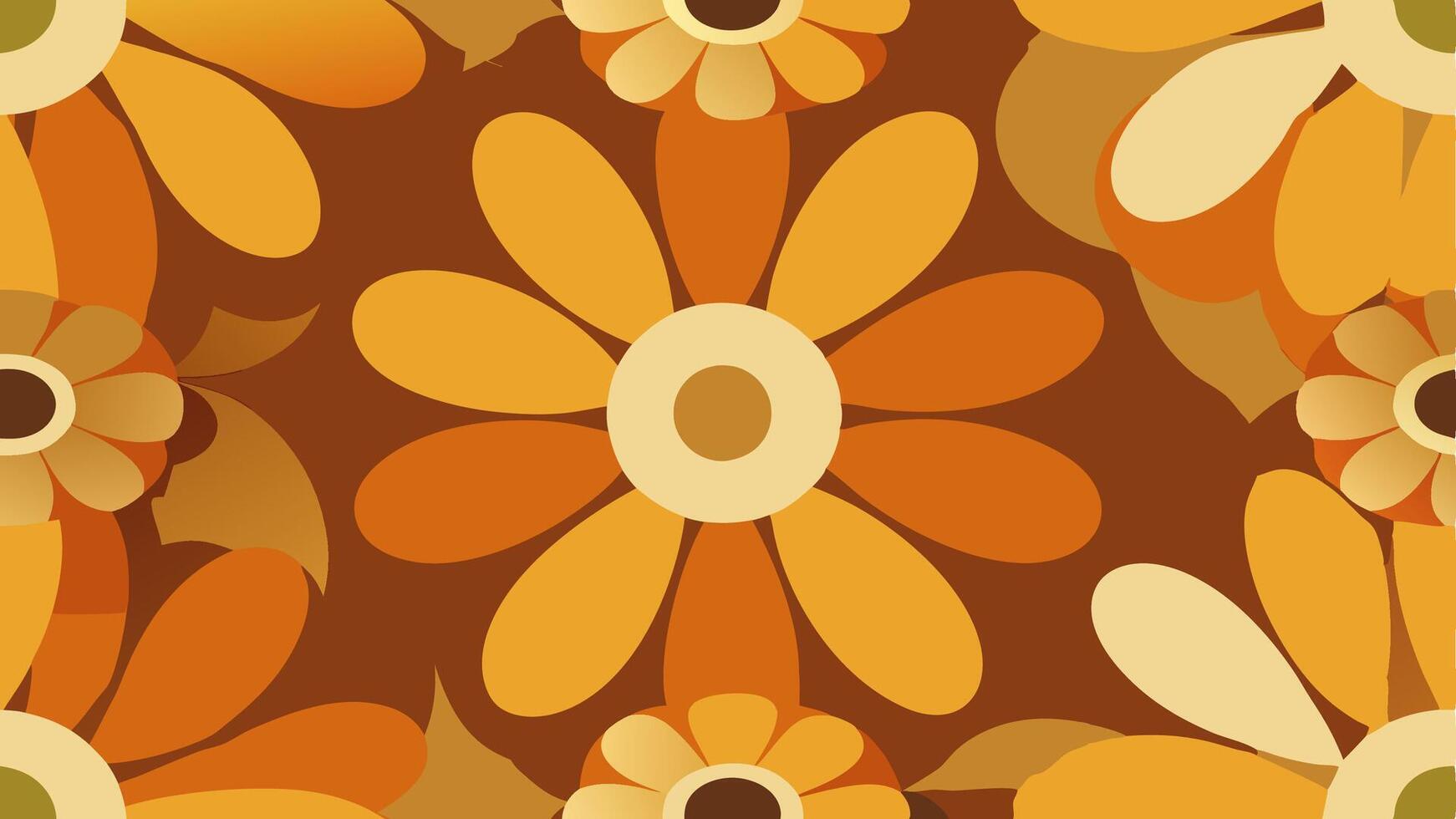 Retro 70s Floral Pattern Bold Oversized Daisy for Fabric Wallpaper vector