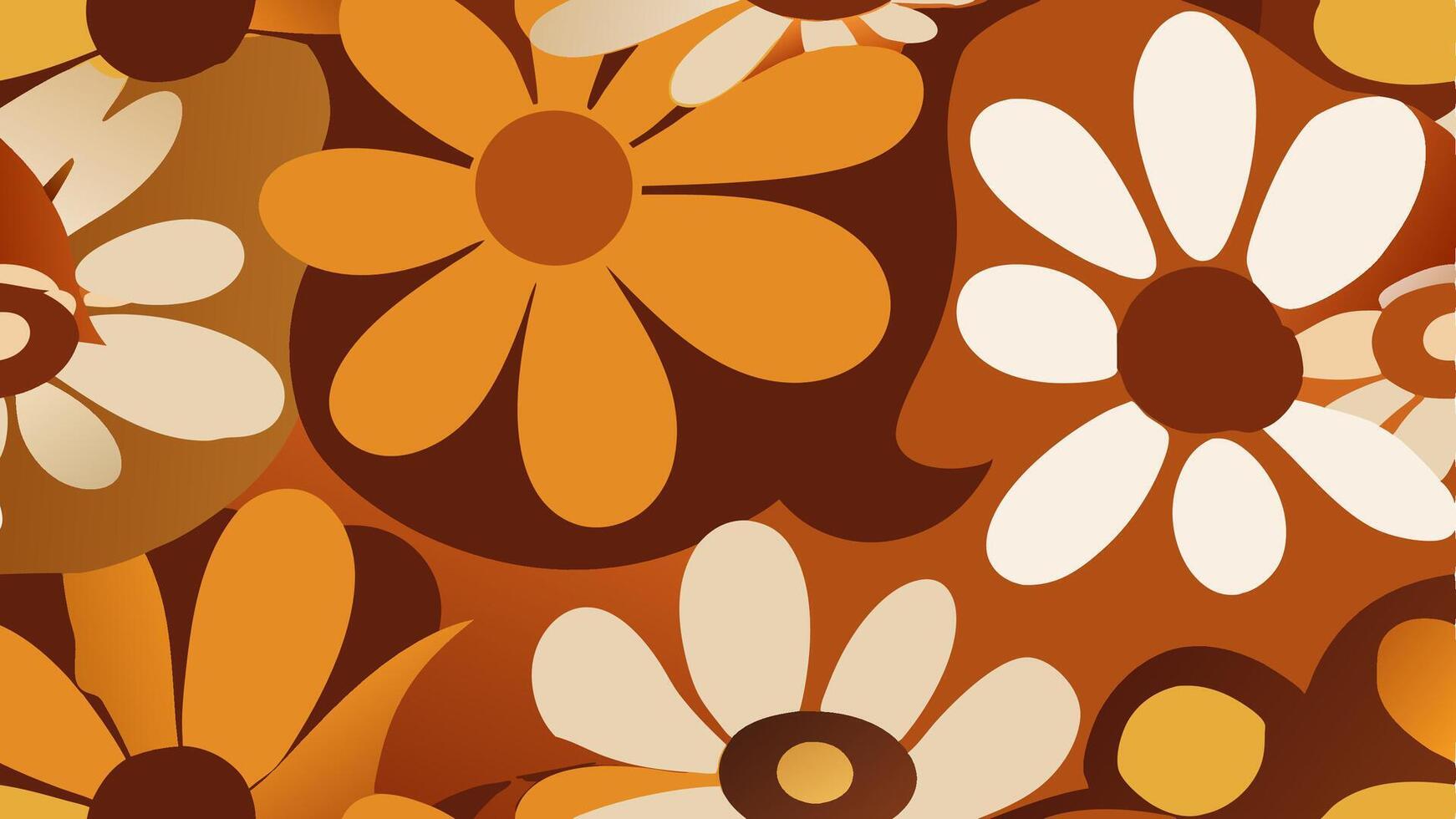Retro 70s Floral Pattern with Daisy for Fabric and Wallpaper vector