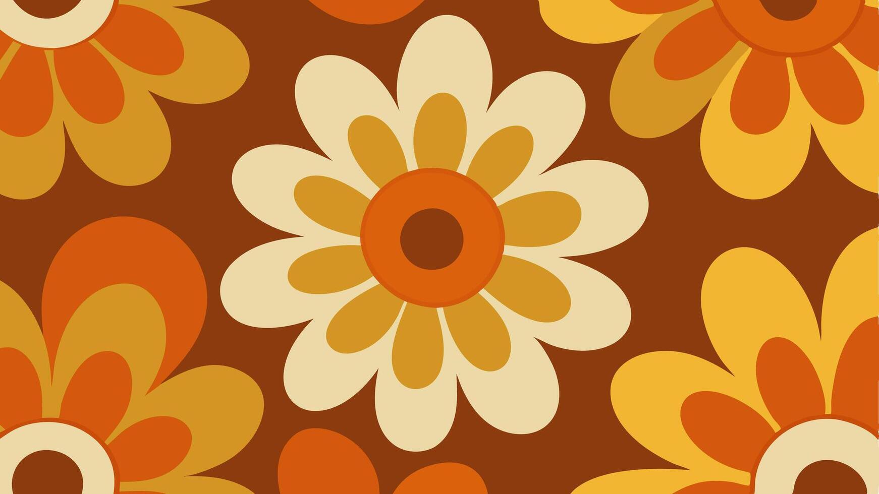 Retro Floral Pattern with Bold Daisy for Fabric and Wallpaper vector