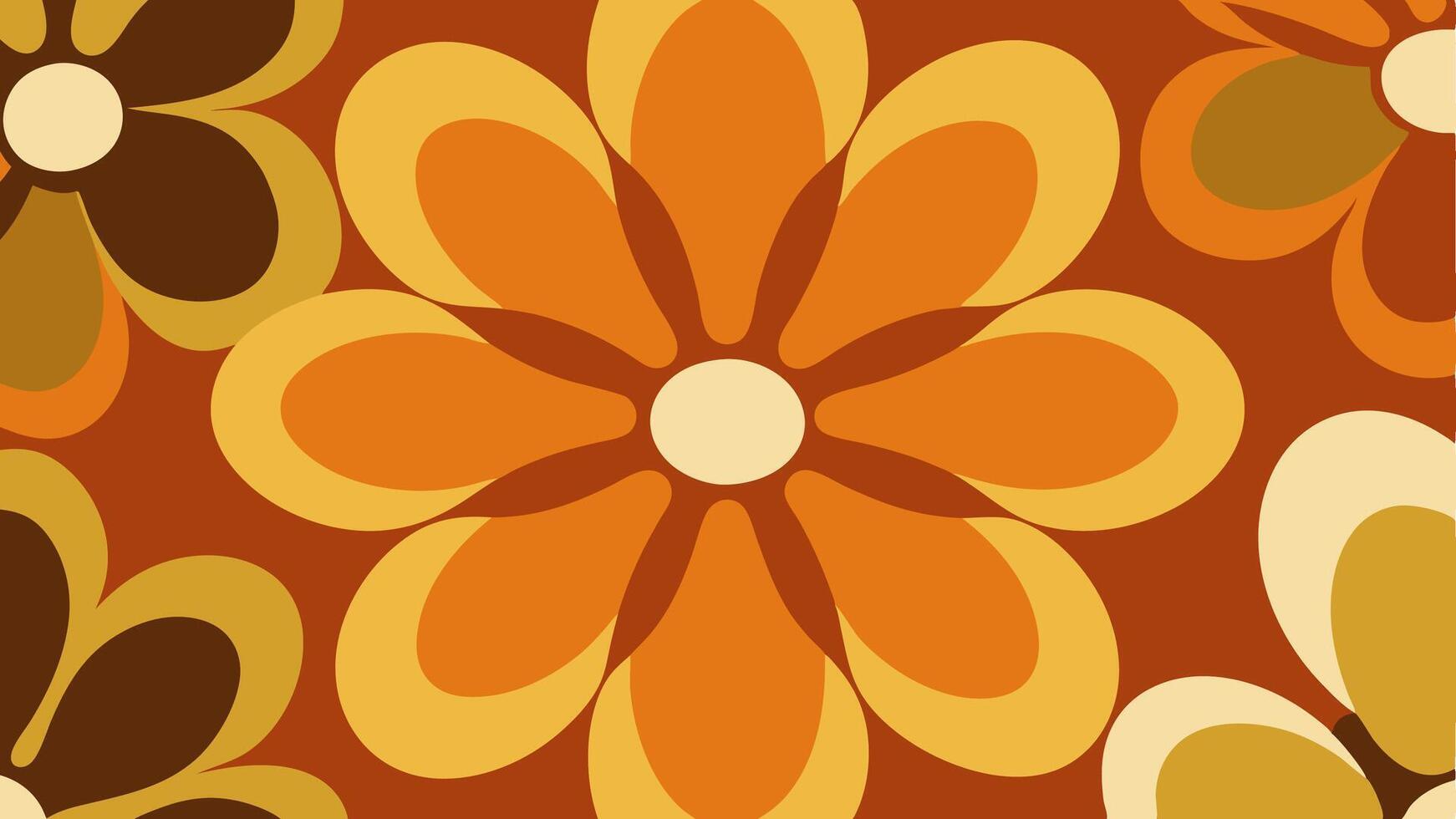 Retro 70s Floral Pattern with Bold Oversized Daisy and Wallpaper vector