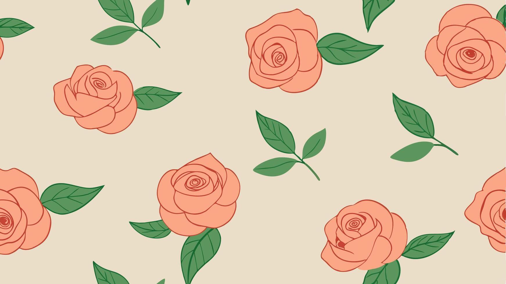 Seamless Pattern with Hand Drawn Roses in Elegant Floral Design vector
