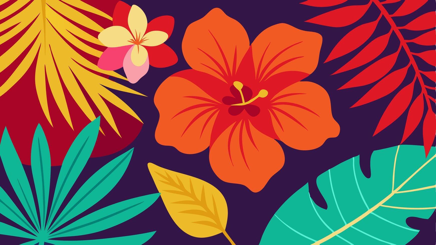 Tropical Floral Pattern Featuring Hibiscus and Lush Greenery Vibes vector