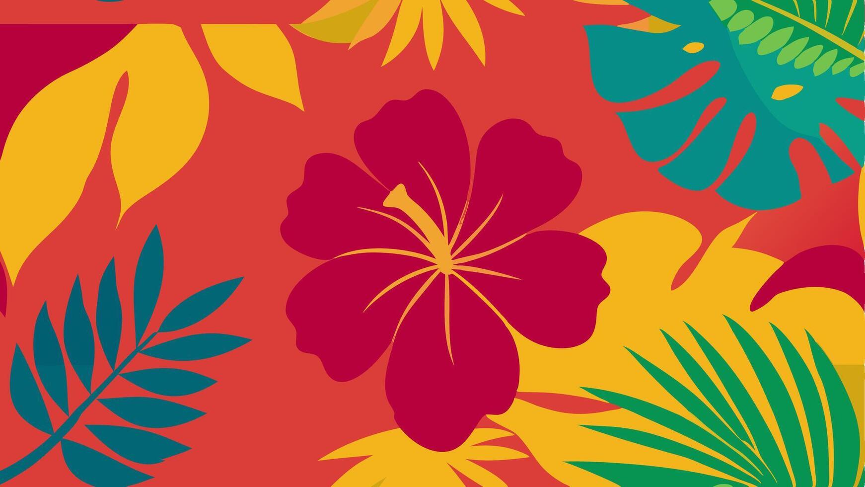 Tropical Floral Pattern Featuring Hibiscus Lush Greenery for Summer Vibes vector