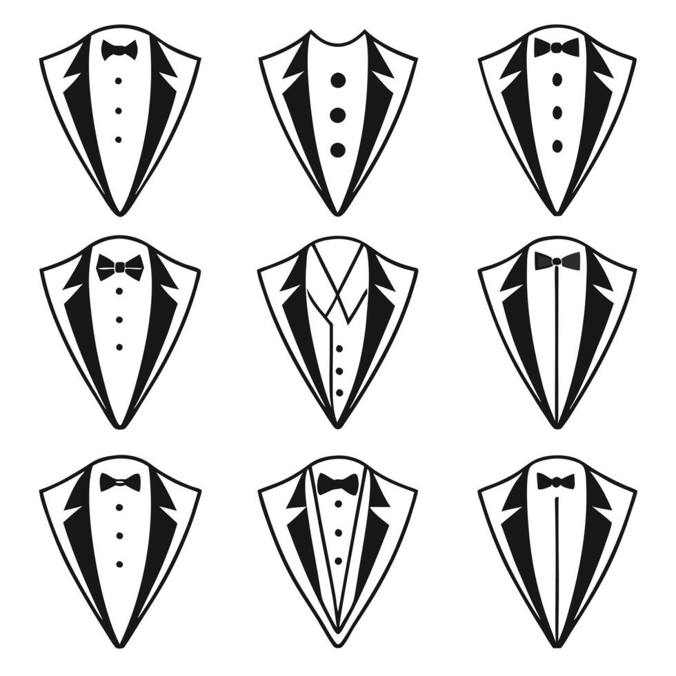 Sophisticated Tuxedo and Suit Silhouettes Formal Wear and Accessories vector