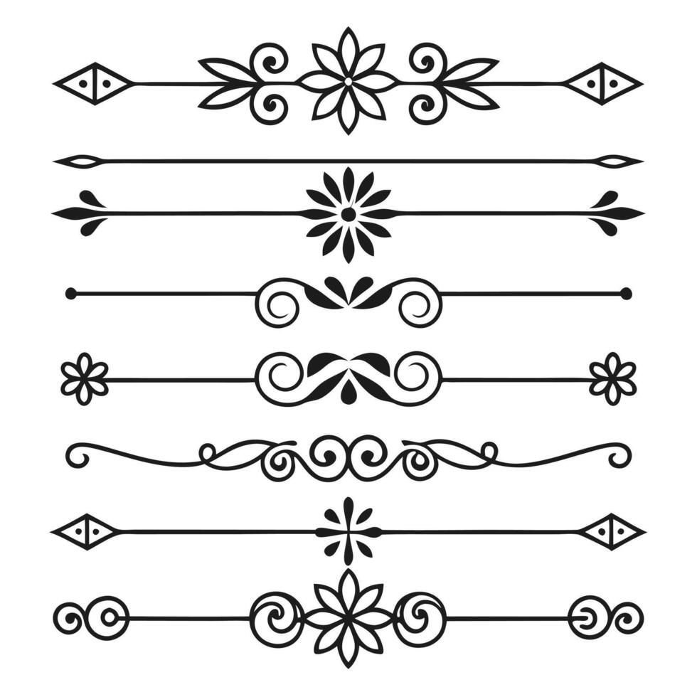 Floral Ornamental Borders Elegant Line Dividers for Design vector