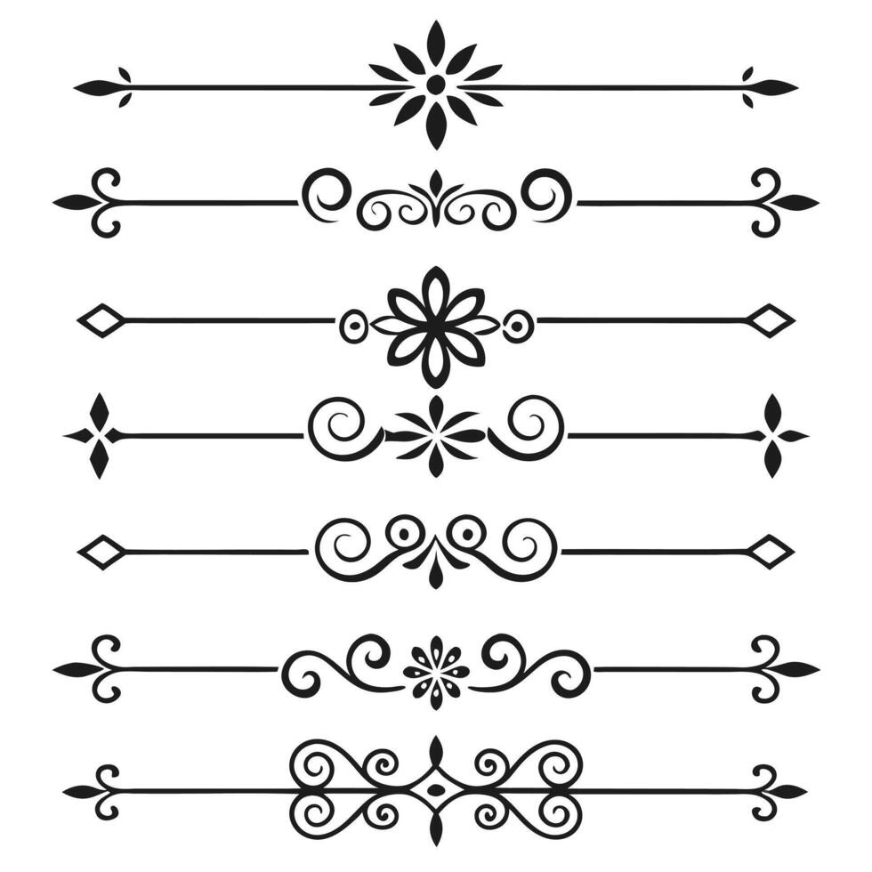 Elegant Line Divider Set Ornamental Borders and Decorative Elements vector