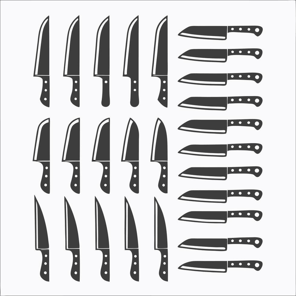 Knife Silhouette Set Culinary Tools for Chefs and Cooking Enthusiasts vector