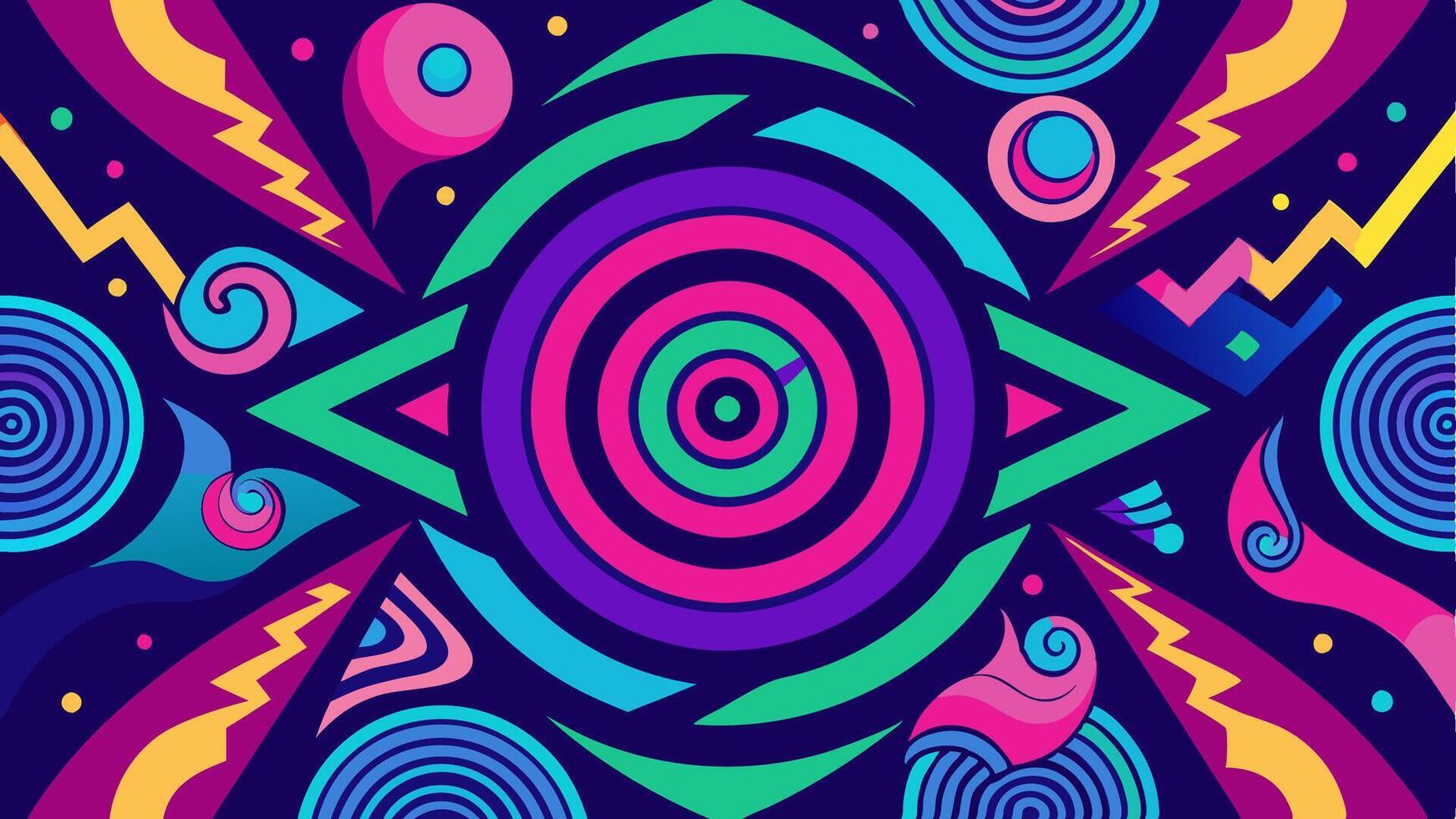 A Vibrant Psychedelic Pattern With Neon Swirls in a Colorful Design vector
