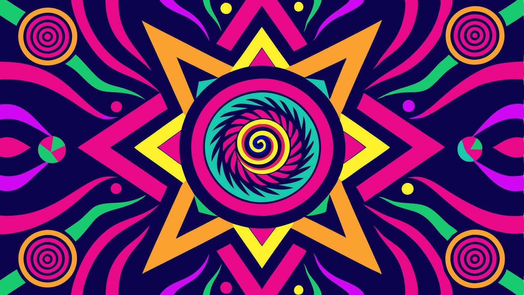 Vibrant Psychedelic Pattern With Neon Colorful Abstract Design vector