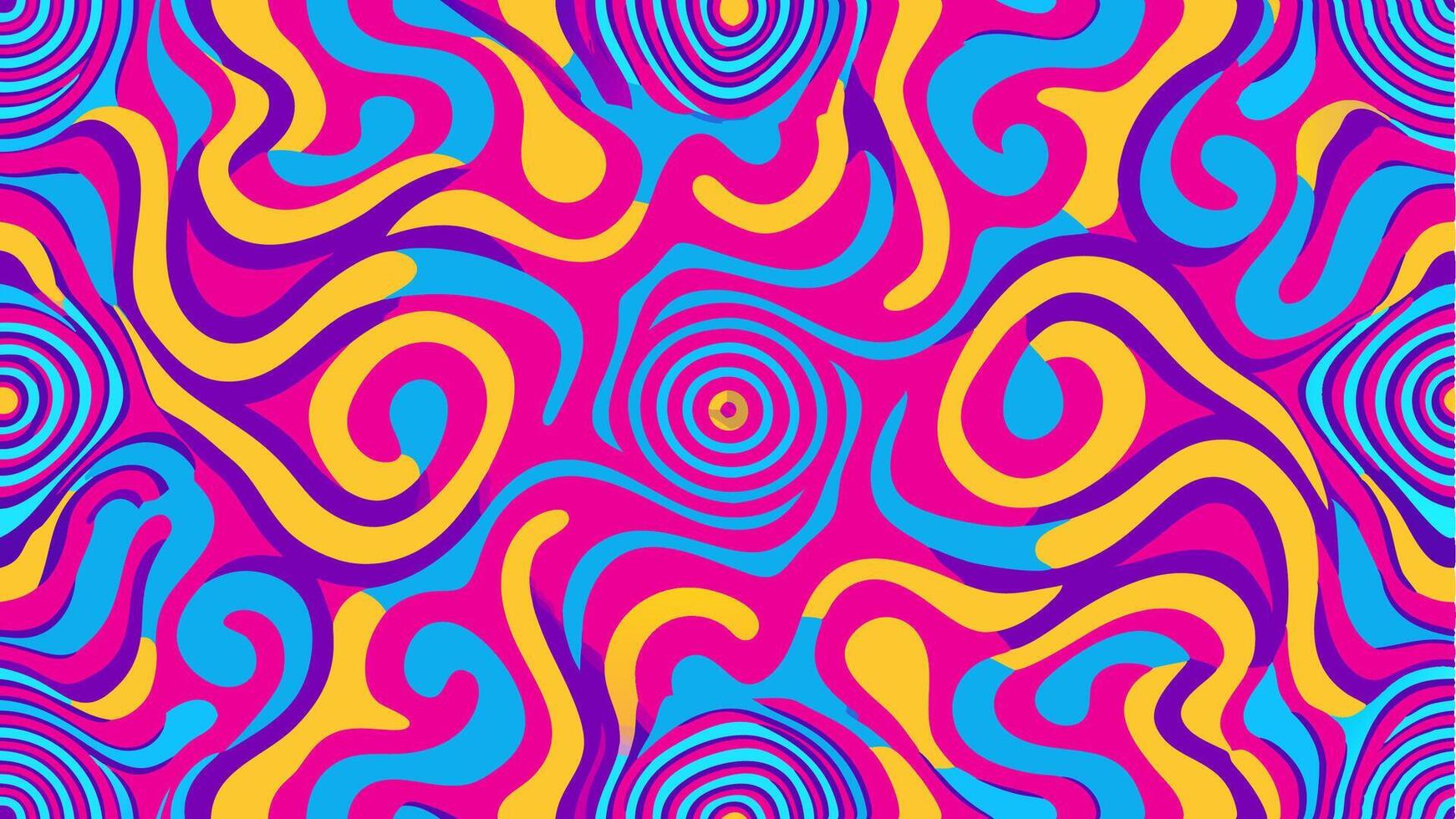 A Vibrant Psychedelic Pattern With Neon Swirls in a Colorful Abstract Design vector