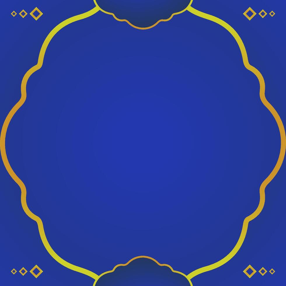 blue gradient social media background with islamic ornament and frame vector