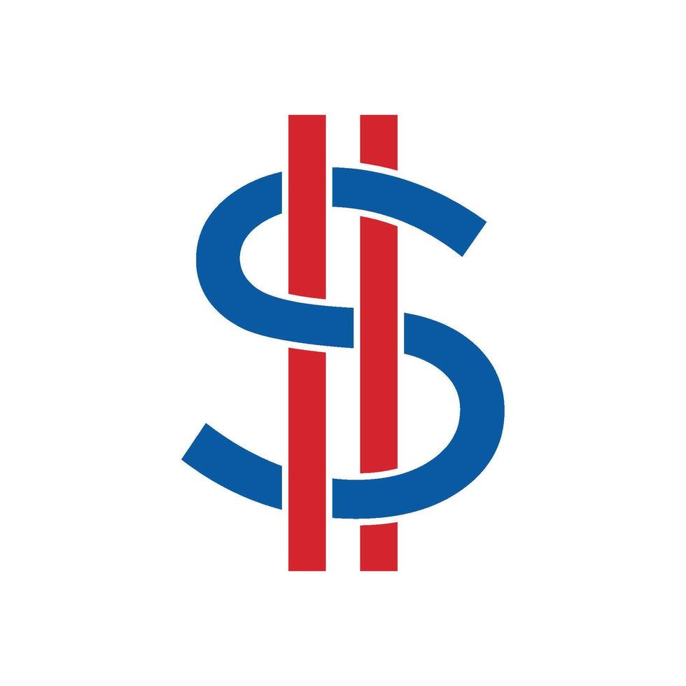 Blue Red Dollar Sign Logo Template Illustration Design. EPS 10. vector