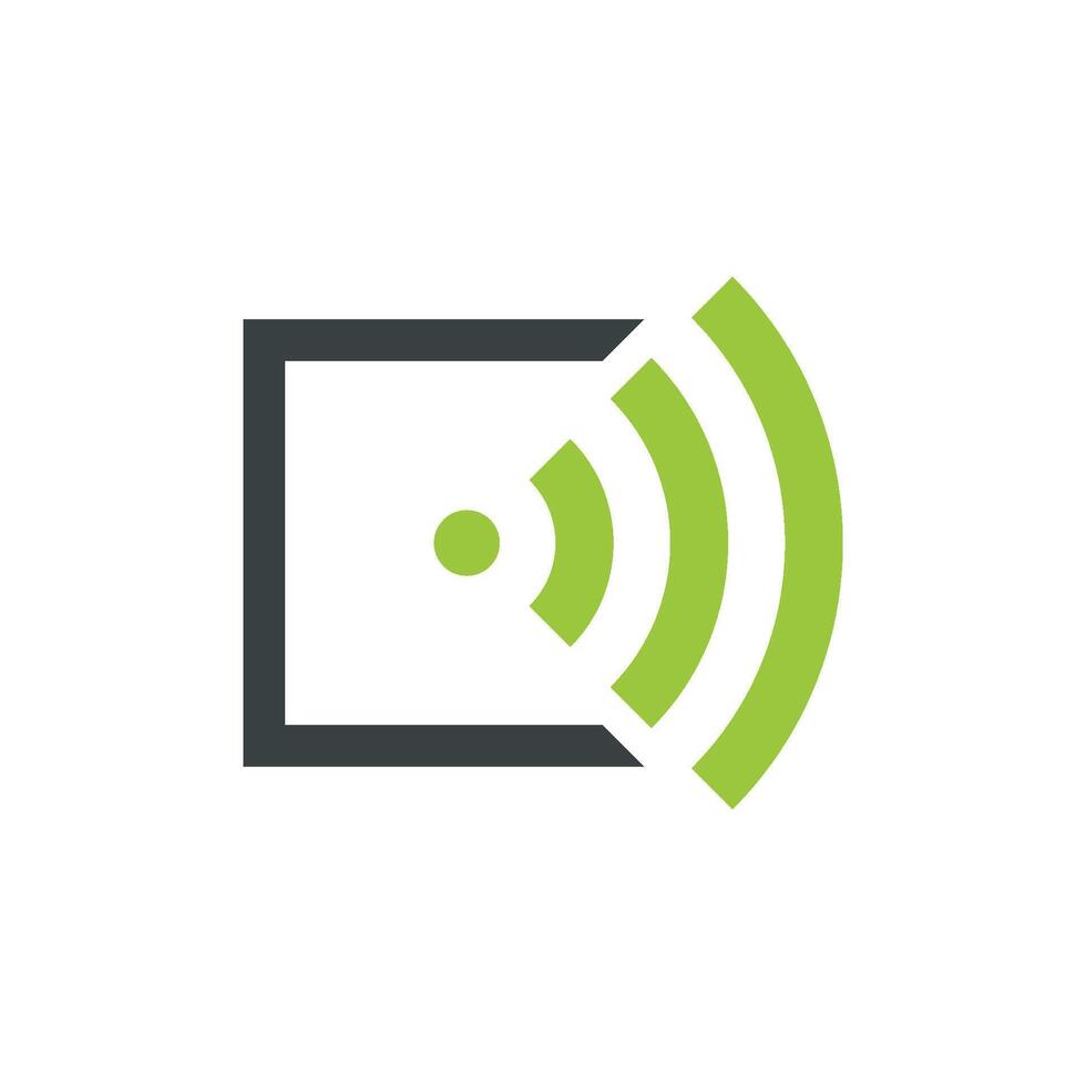 Green Signal Square Line Icon Logo Template Illustration Design. EPS 10. vector
