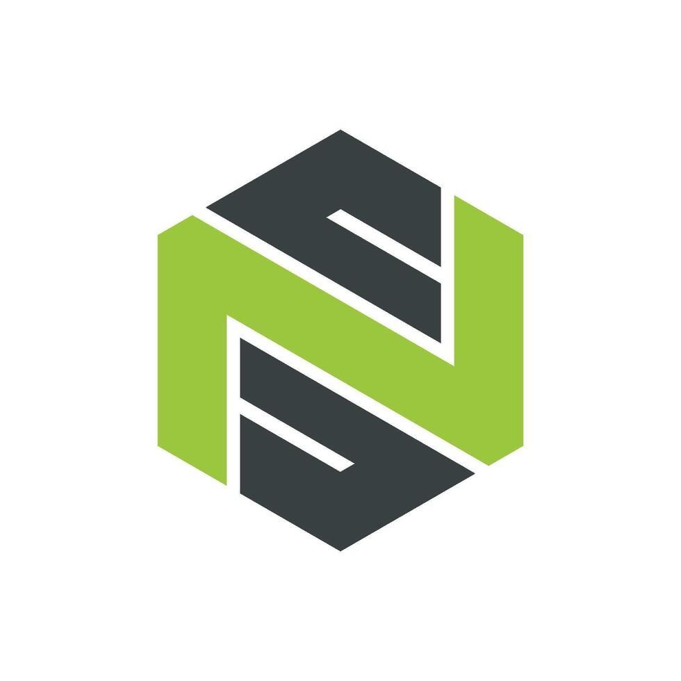 Green Letter N Hexagonal Logo Template Illustration Design. EPS 10. vector