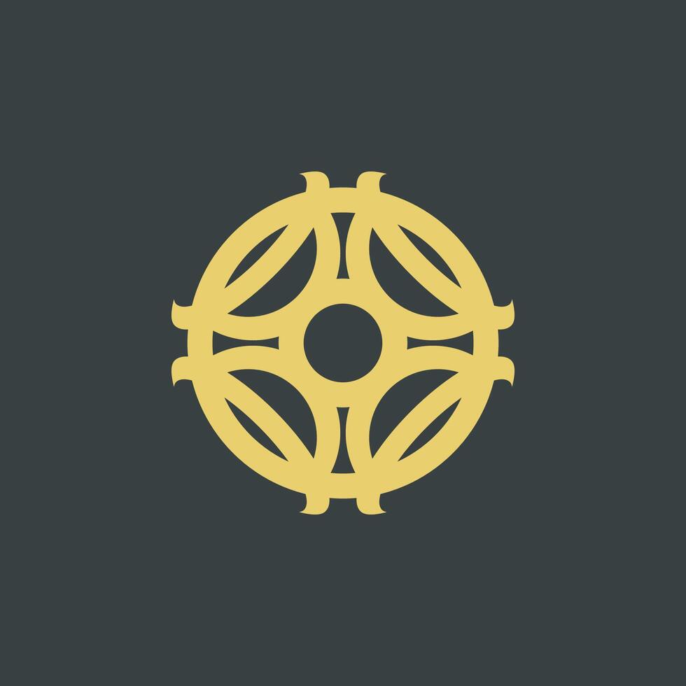 Gold Decorative Cross Logo Template Illustration Design. EPS 10. vector